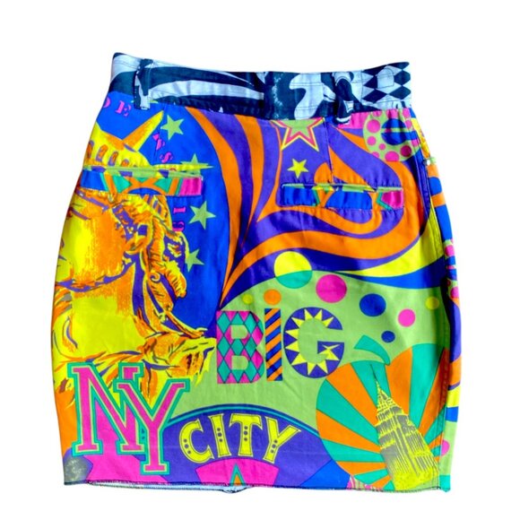 Versace Vintage 80's 90's NY Big City Statue Liberty RARE Versace Jean Skirt XS - Picture 12 of 15